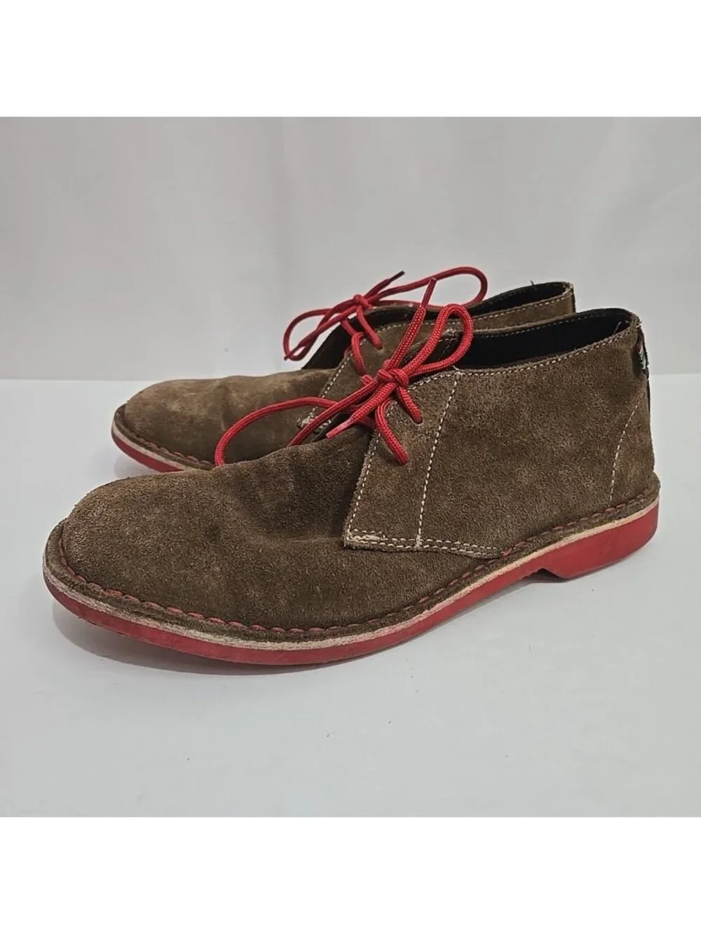 Veldskoen Chukka Boots Shoes Mens Size 7 Suede Brown Red Laces Soles Africa
